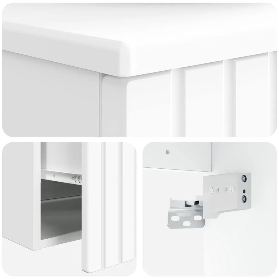 Meuble de lavabo mural Blanc brillant 39 x 41 x 64,5 cm - 5