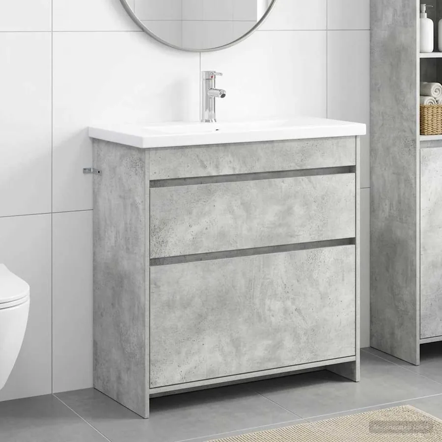 Ensemble de mobilier de salle de bain Gris béton
