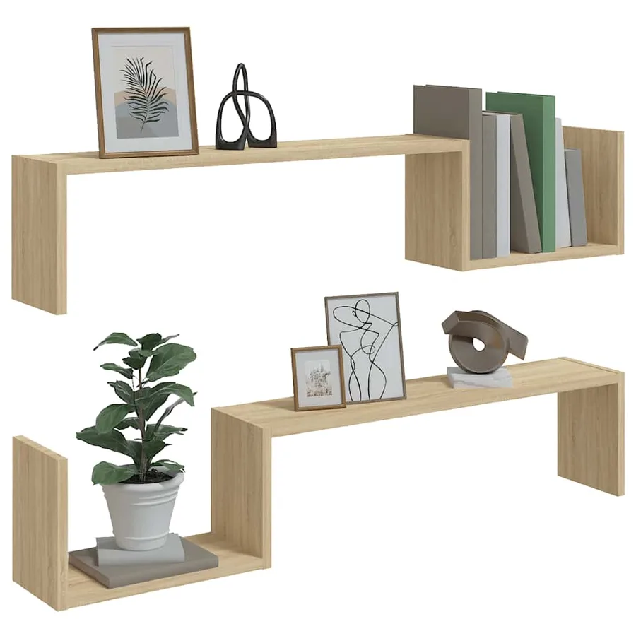 Étagères murales 2 pcs chêne sonoma 100x15x20cm bois ingénierie - 4