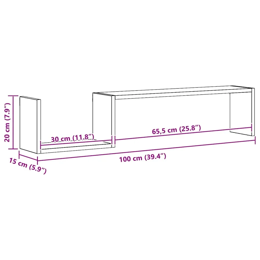 Étagères murales 2 pcs chêne sonoma 100x15x20cm bois ingénierie - 8