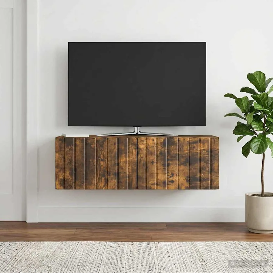 Meuble TV mural 98 x 31 x 30 cm Chêne fumé Bois d'ingénierie