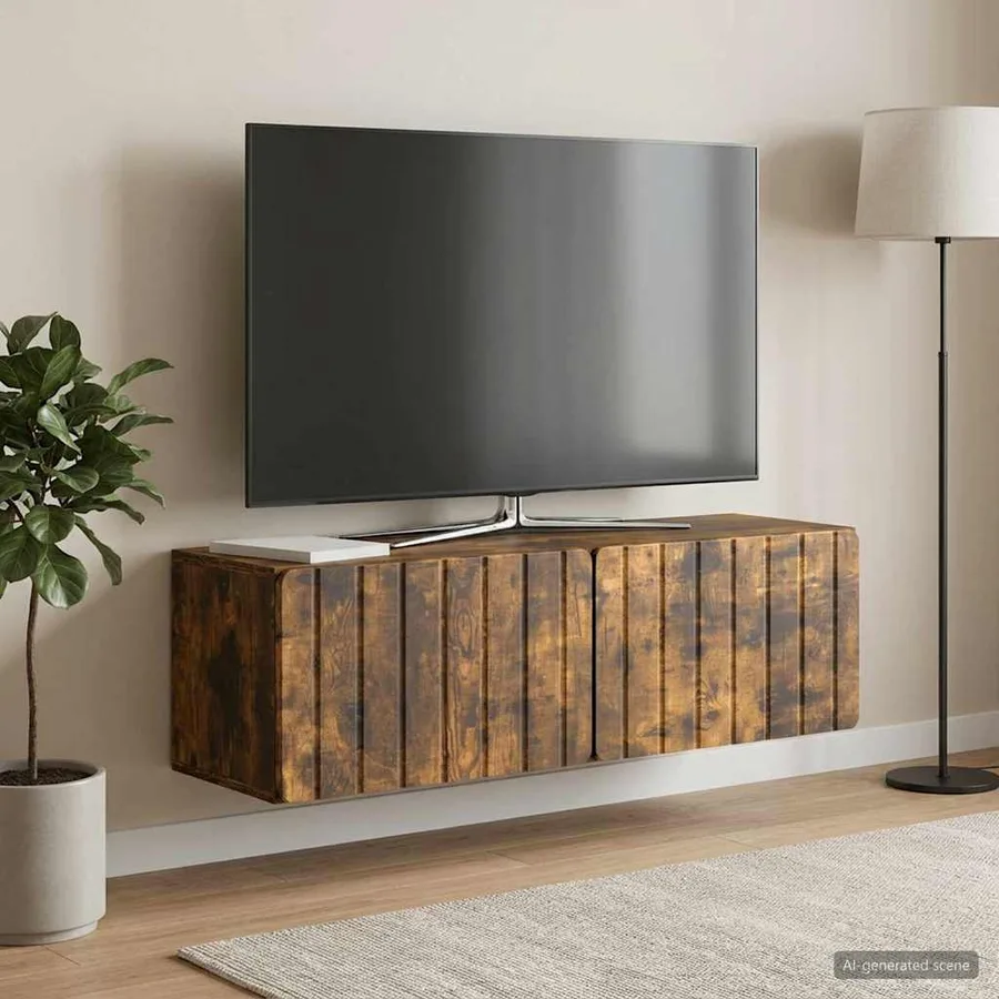 Meuble TV mural 98 x 31 x 30 cm Chêne fumé Bois d'ingénierie - 4