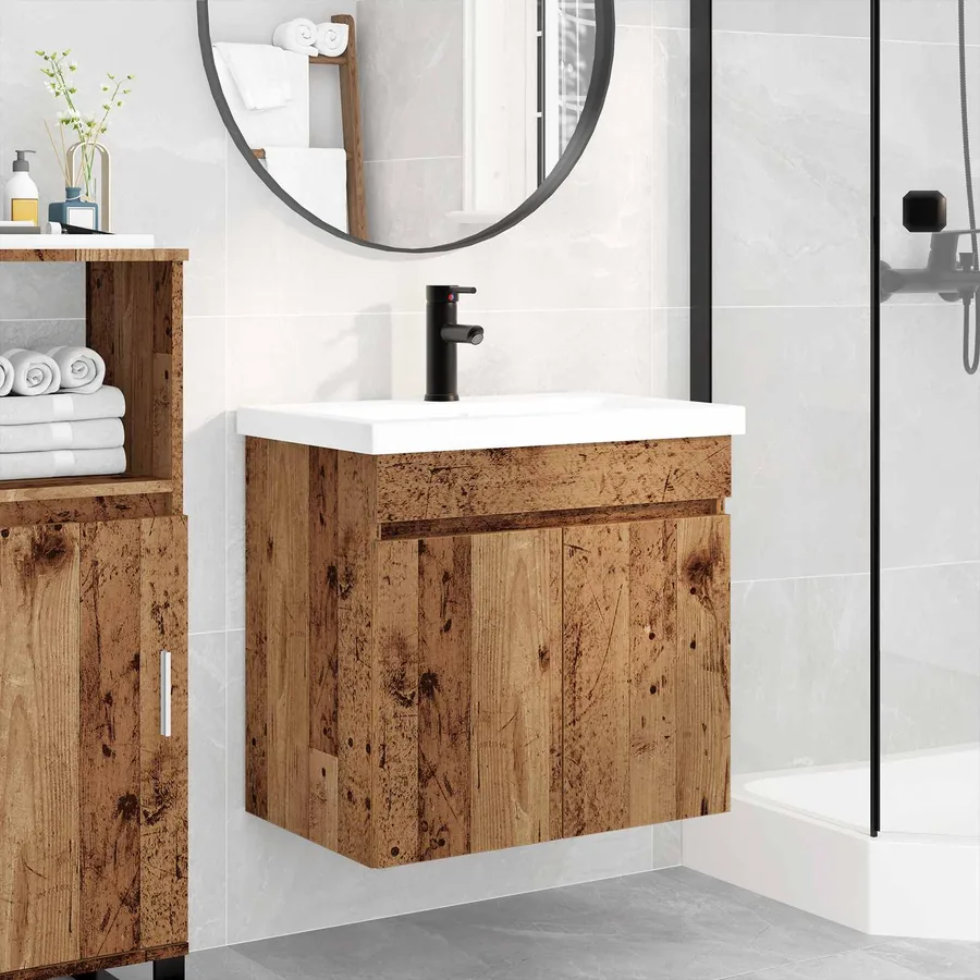 Meuble de salle de bain avec robinet Bois ancien