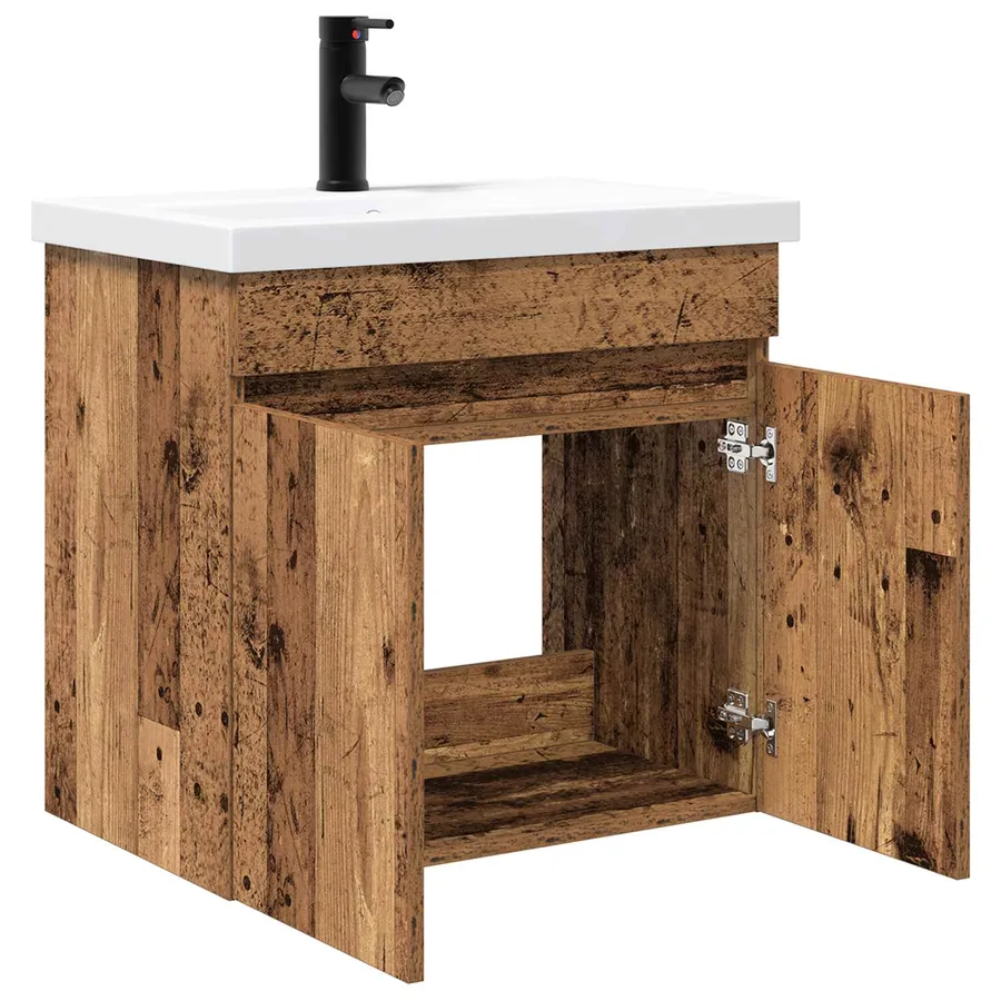 Meuble de salle de bain avec robinet Bois ancien - 4