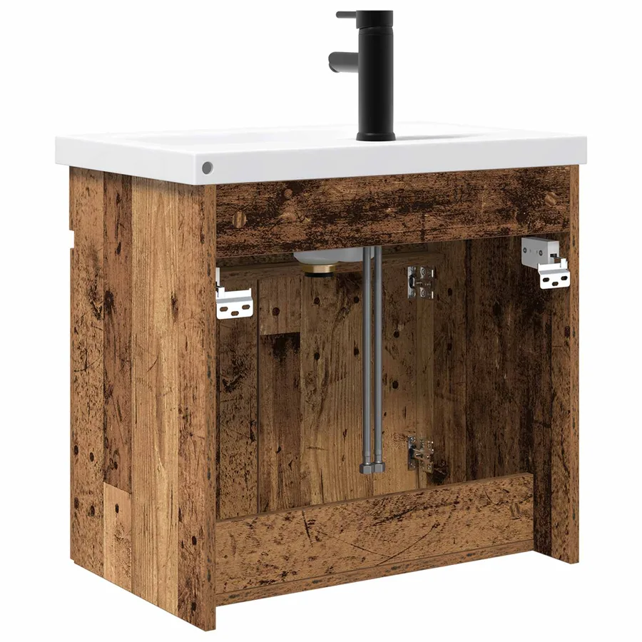 Meuble de salle de bain avec robinet Bois ancien - 7