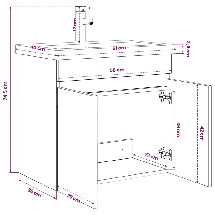 Meuble de salle de bain avec robinet Bois ancien - 9