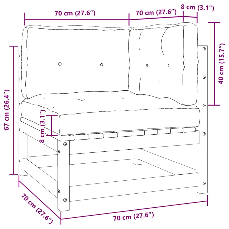 Salon de jardin 2 pcs avec coussins Bois de pin massif - 11