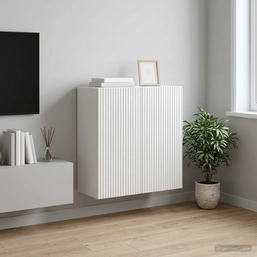 Armoire Murale Blanc brillant 59 x 31 x 60 cm Bois d'ingénierie