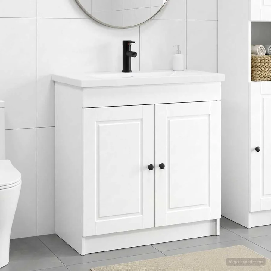 Ensemble de mobilier de salle de bain Blanc 56 x 37,5 x 81 cm