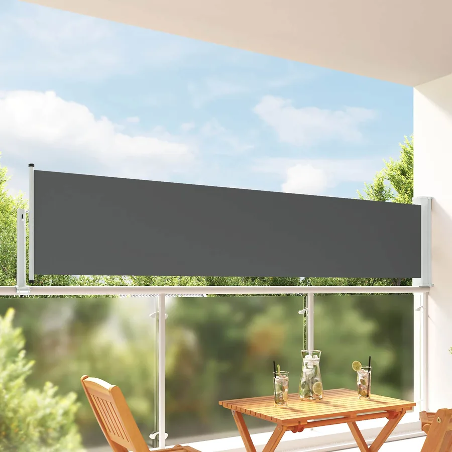 Auvent latéral 80 x 300 cm 100% polyester fer acier