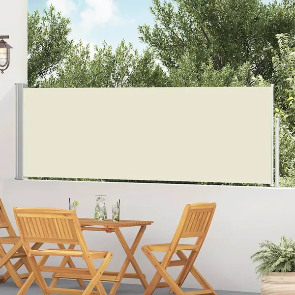 Auvent latéral rétractable de patio 100x500 cm Crème