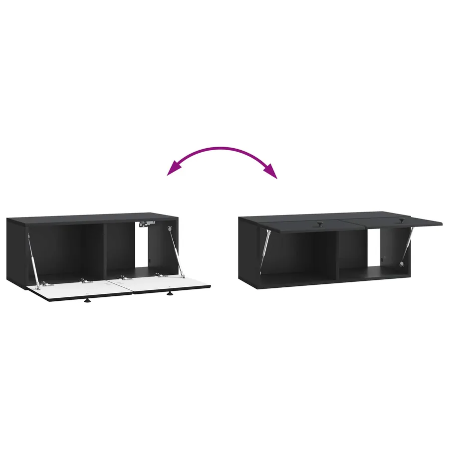 Meuble TV mural 78,5 x 31 x 30 cm Noir Bois d'ingénierie - 10