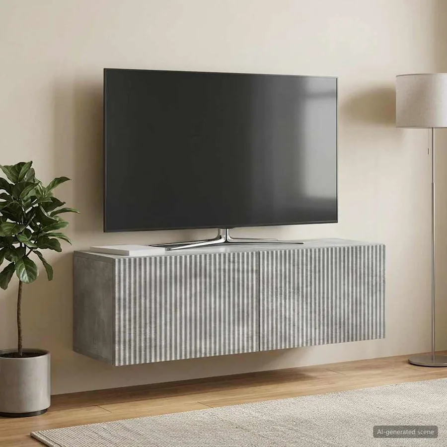 Meuble TV mural Gris béton 98 x 31 x 30 cm Bois d'ingénierie