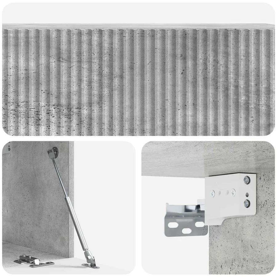 Meuble TV mural Gris béton 98 x 31 x 30 cm Bois d'ingénierie - 9
