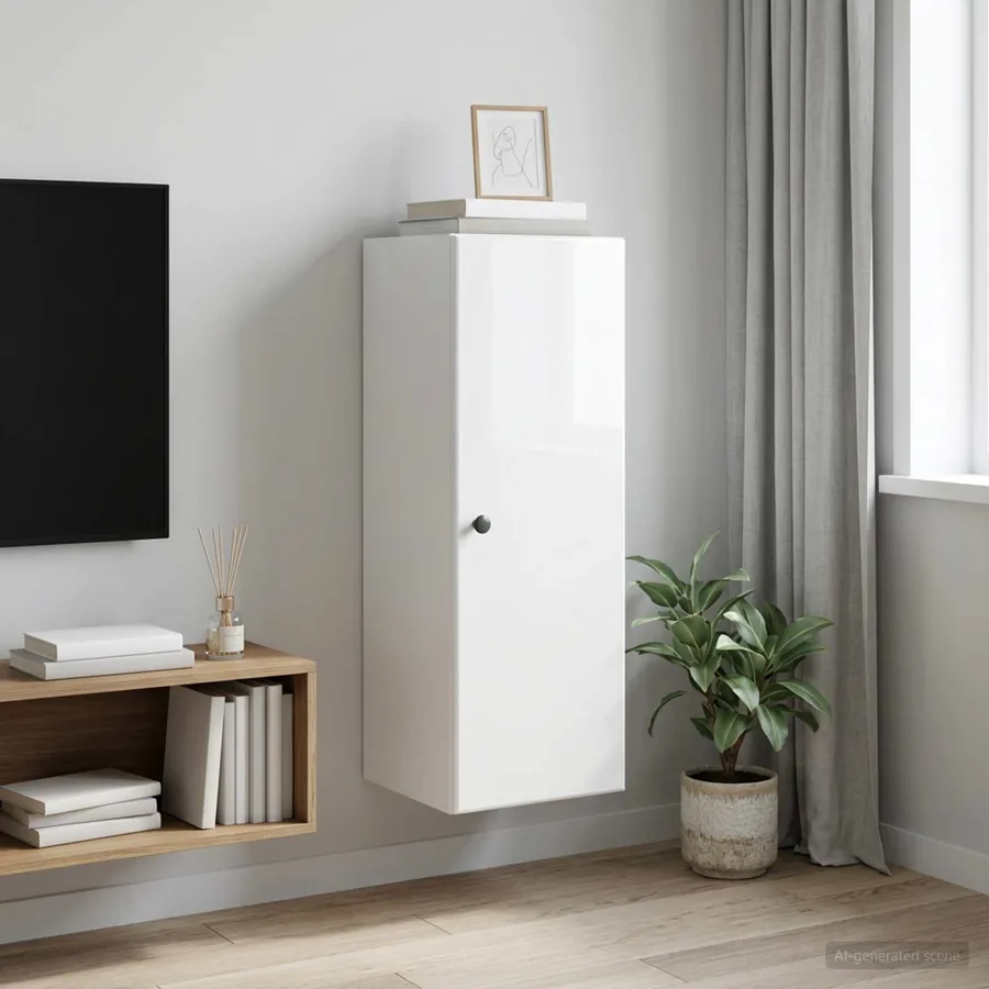 Armoire Murale Blanc brillant 33 x 34,5 x 90 cm