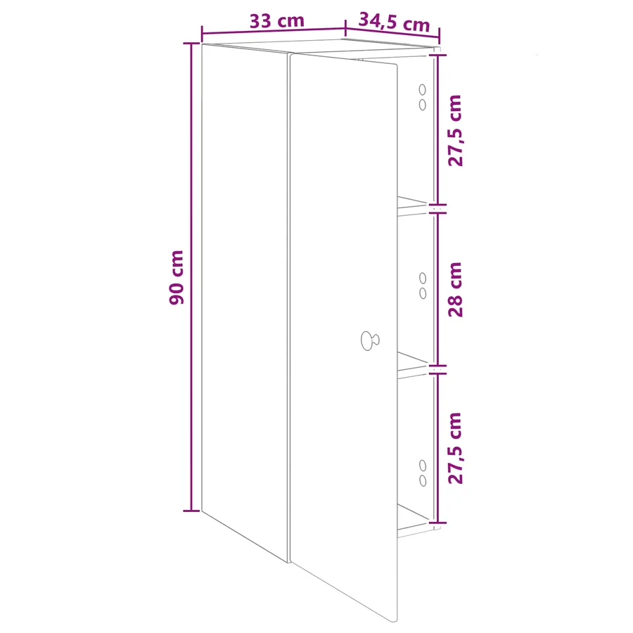 Armoire Murale Blanc brillant 33 x 34,5 x 90 cm - 10