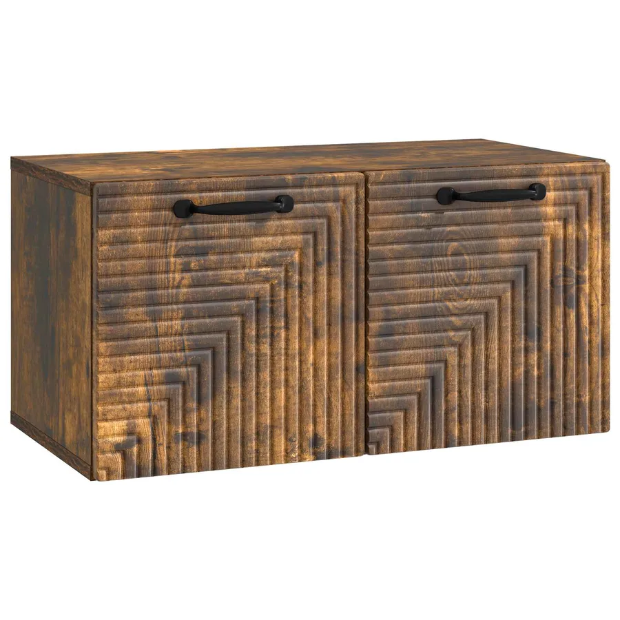 Meuble TV mural Chêne fumé 59,5 x 31 x 30 cm Bois d'ingénierie - 2