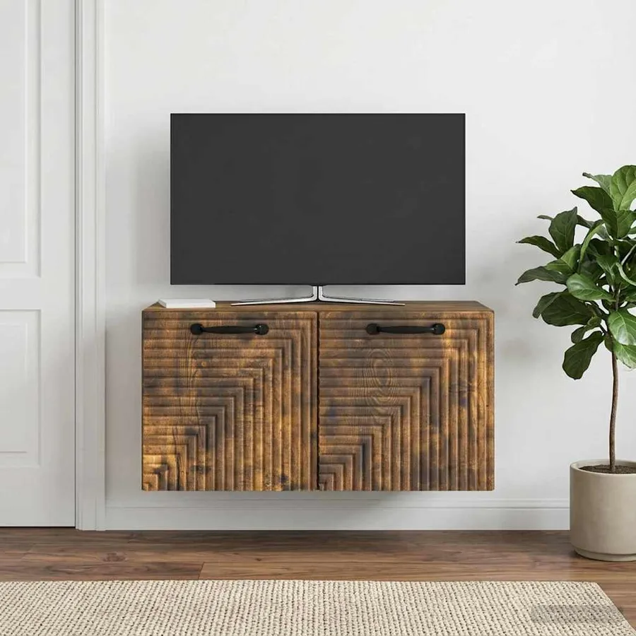 Meuble TV mural Chêne fumé 59,5 x 31 x 30 cm Bois d'ingénierie - 4