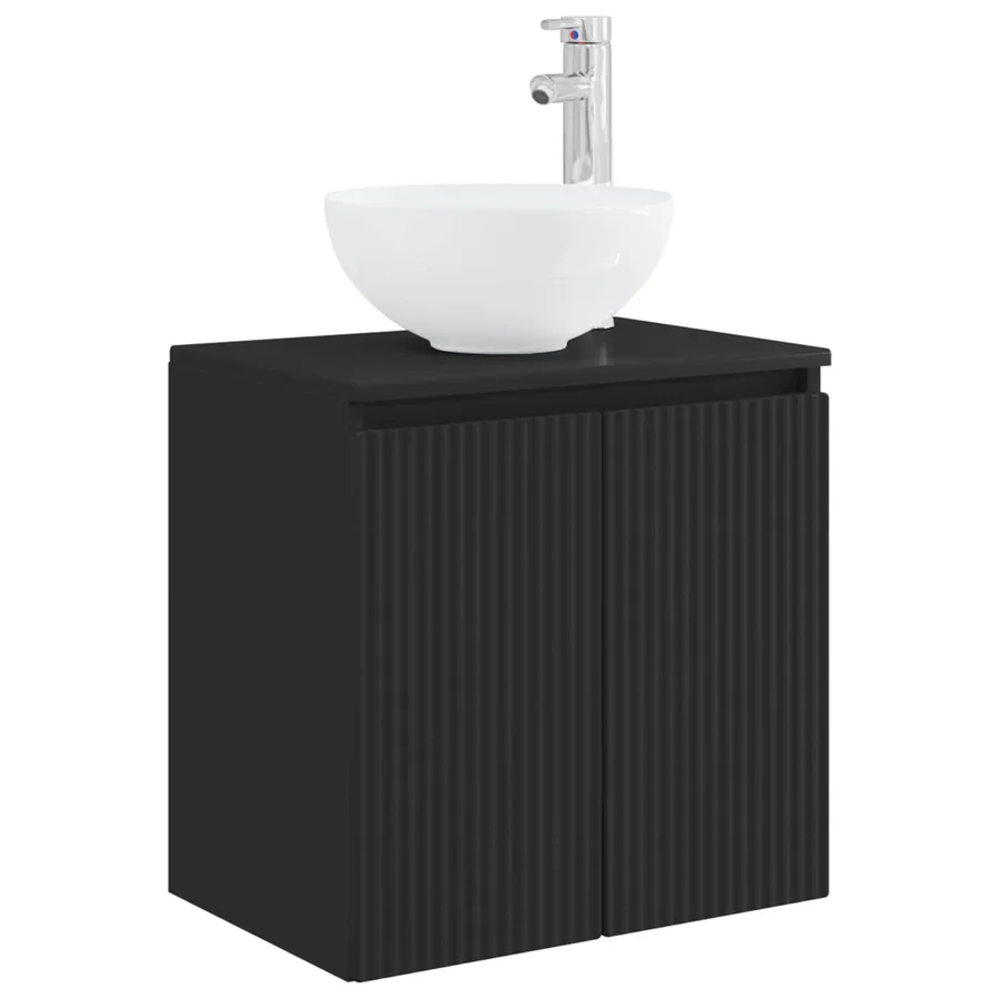 Vanité de lavabo mural Noir 49,5 x 35 x 63 cm Bois d'ingénierie - 2