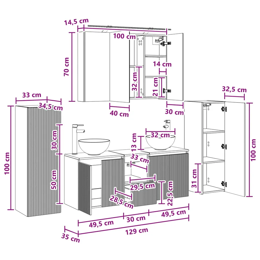 Ensemble de mobilier de salle de bain 6 pc Chêne artisanal - 17