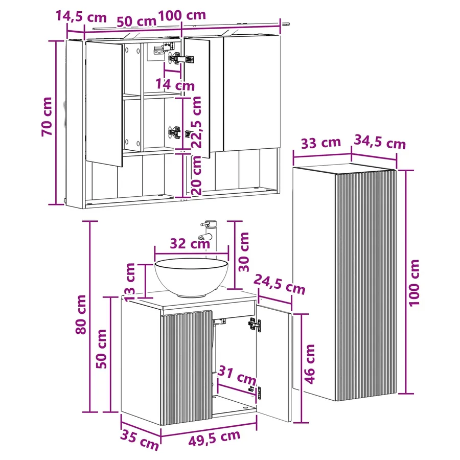 Ensemble de mobilier de salle de bain 4 pc Chêne artisanal - 13