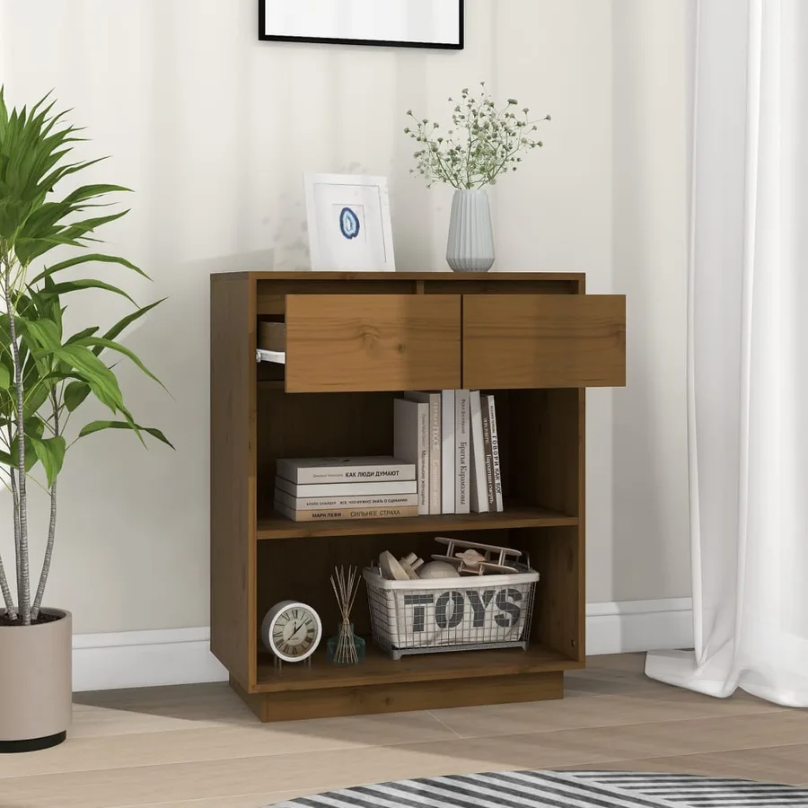 Armoire console Marron miel 60x34x75 cm Bois de pin solide - 3