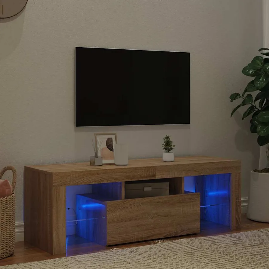 Meuble TV avec lumières LED chêne sonoma 120x35x40 cm