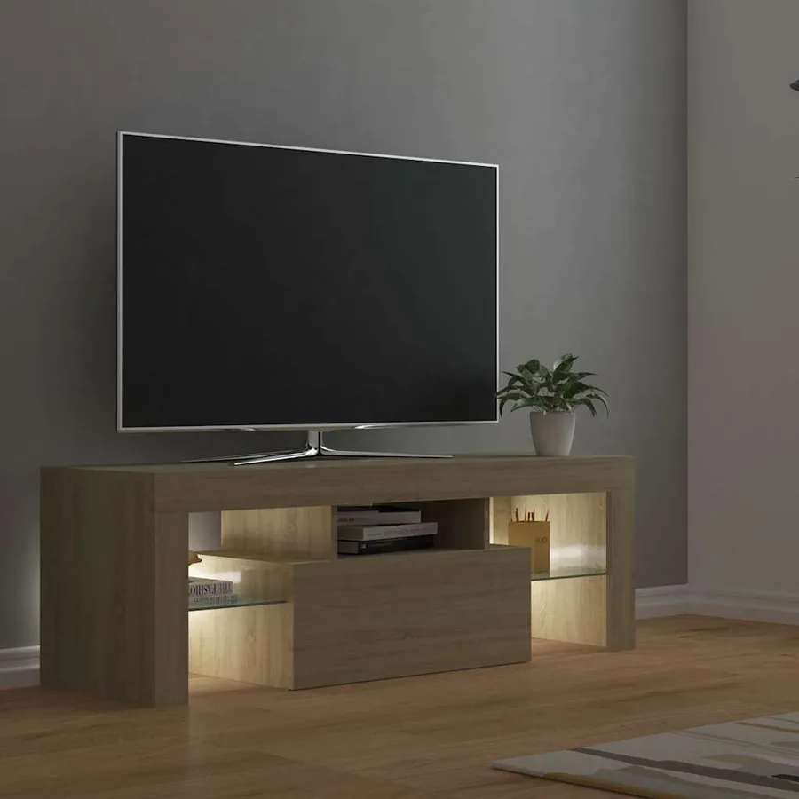 Meuble TV avec lumières LED chêne sonoma 120x35x40 cm - 4
