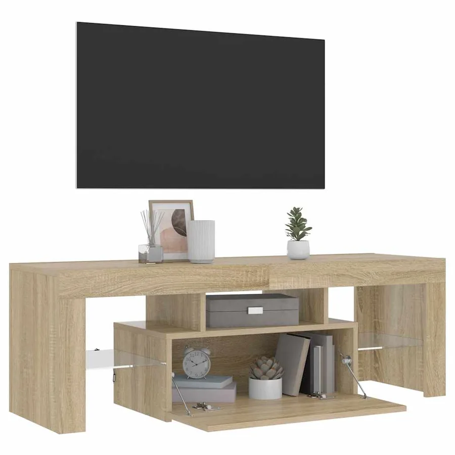Meuble TV avec lumières LED chêne sonoma 120x35x40 cm - 7