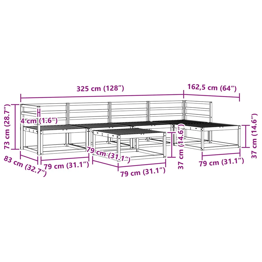 Ensemble de canapés d'extérieur 6 pcs Naturel - 8