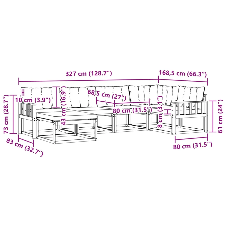 Ensemble de canapés d'extérieur 6 pcs Naturel et Beige - 13