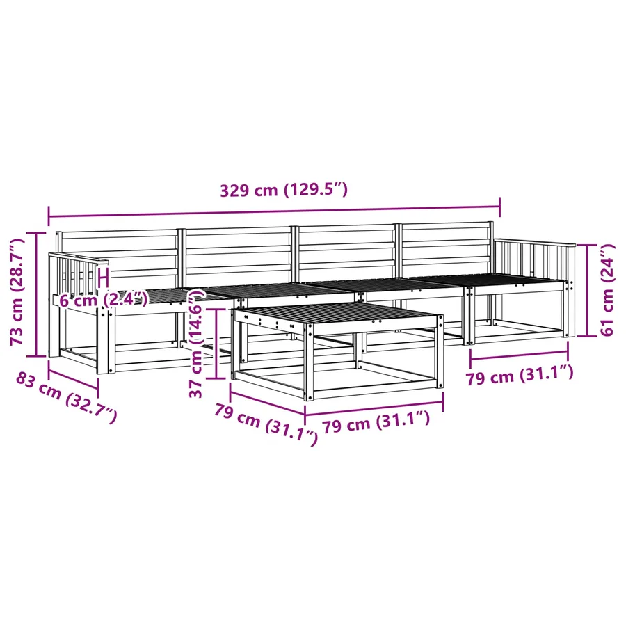 Ensemble de canapés d'extérieur 5 pcs Naturel - 9