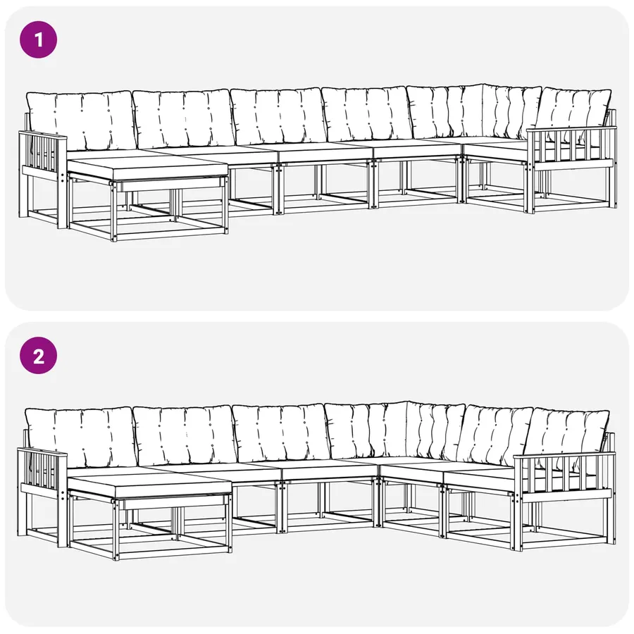 Ensemble de canapés d'extérieur 7 pcs Naturel et Beige - 8