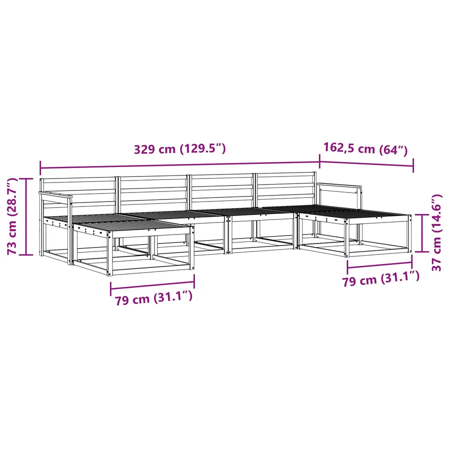 Ensemble de canapés d'extérieur 6 pcs Naturel - 8