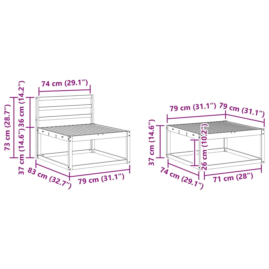 Ensemble de canapés d'extérieur 7 pcs Naturel - 11