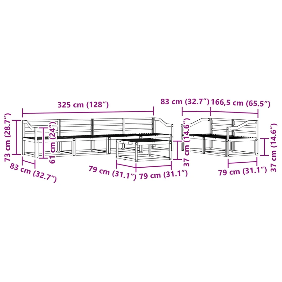 Ensemble de canapés d'extérieur 7 pcs Naturel - 8