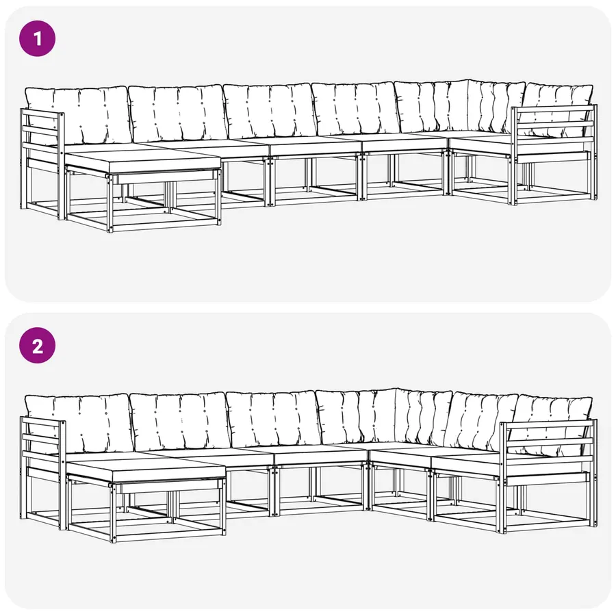 Ensemble de canapés d'extérieur 7 pcs Naturel et Beige - 10