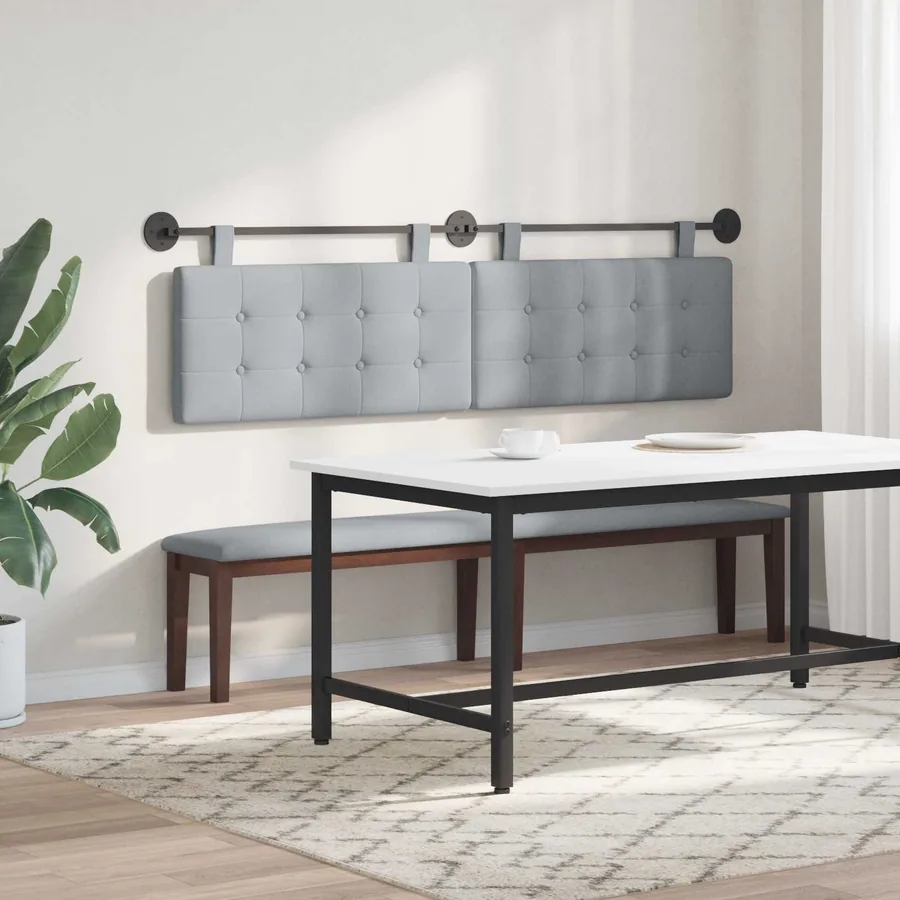 Tête de lit suspendue Gris clair tissu - 4