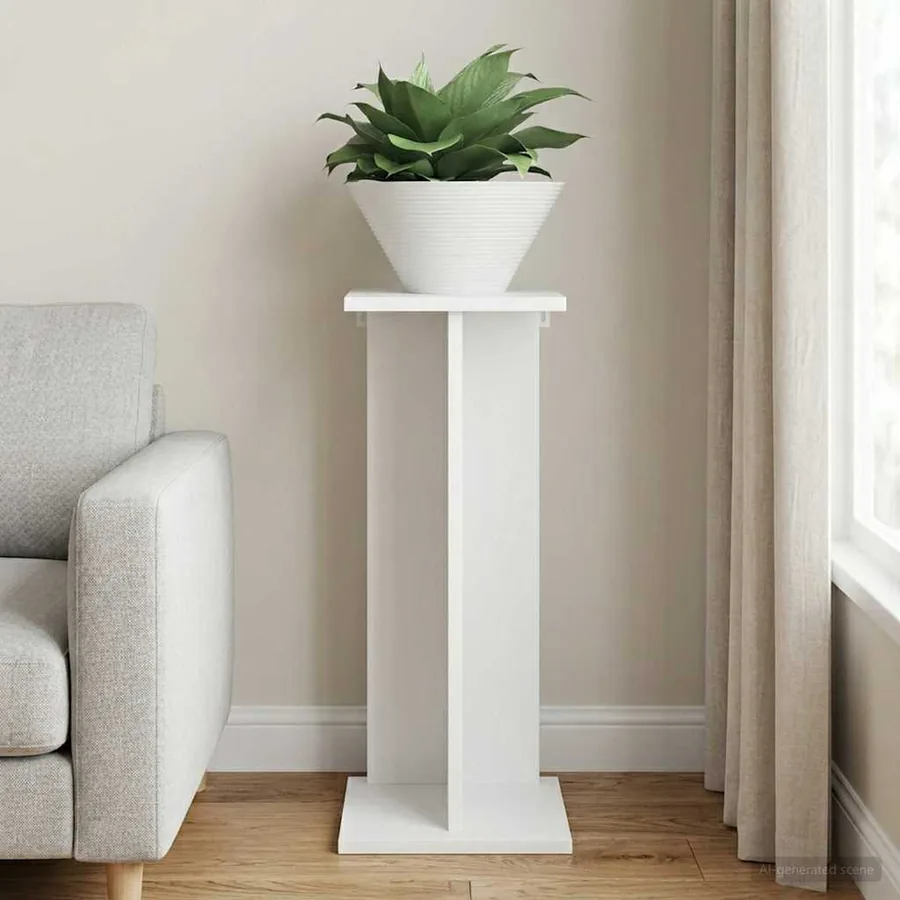 Support de Plante Blanc 25 x 25,5 x 60,5 cm Bois d’ingénierie - 4