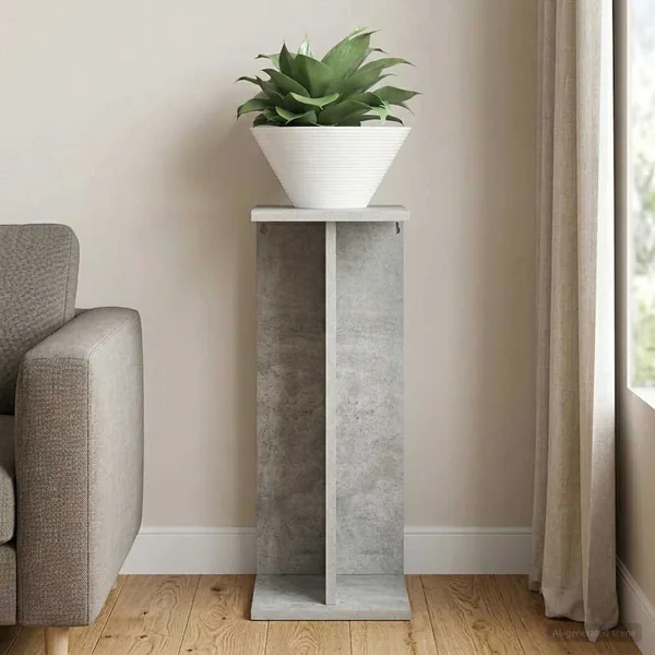 Support de Plante Gris Béton 25 x 25,5 x 60,5 cm