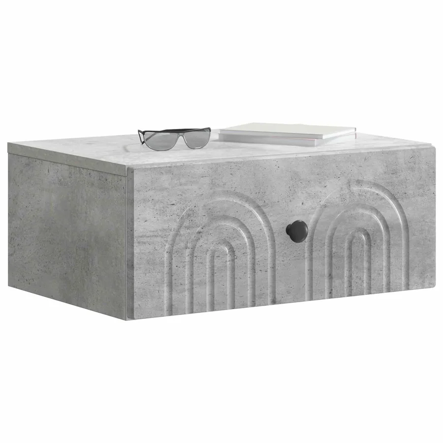 Cabinet de chevet mural Gris béton 49 x 34,5 x 20 cm - 3