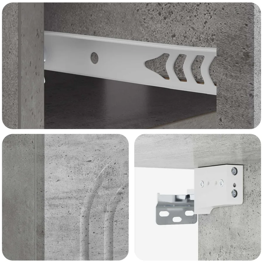 Cabinet de chevet mural Gris béton 49 x 34,5 x 20 cm - 8