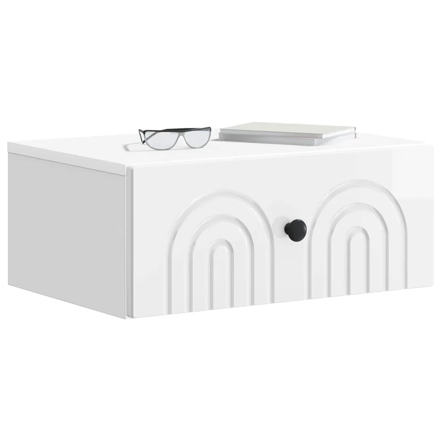 Cabinet de chevet mural Blanc brillant 49 x 34,5 x 20 cm - 3