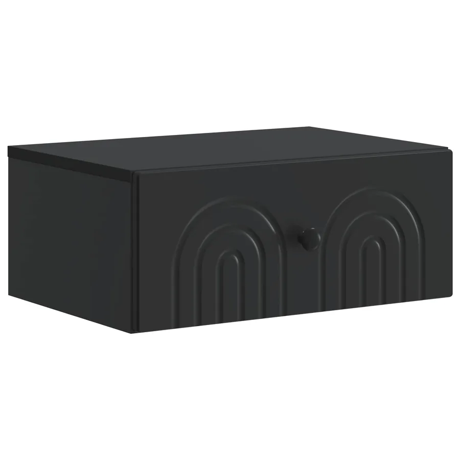 Cabinet de chevet mural avec tiroir Noir 49 x 34,5 x 20 cm - 2