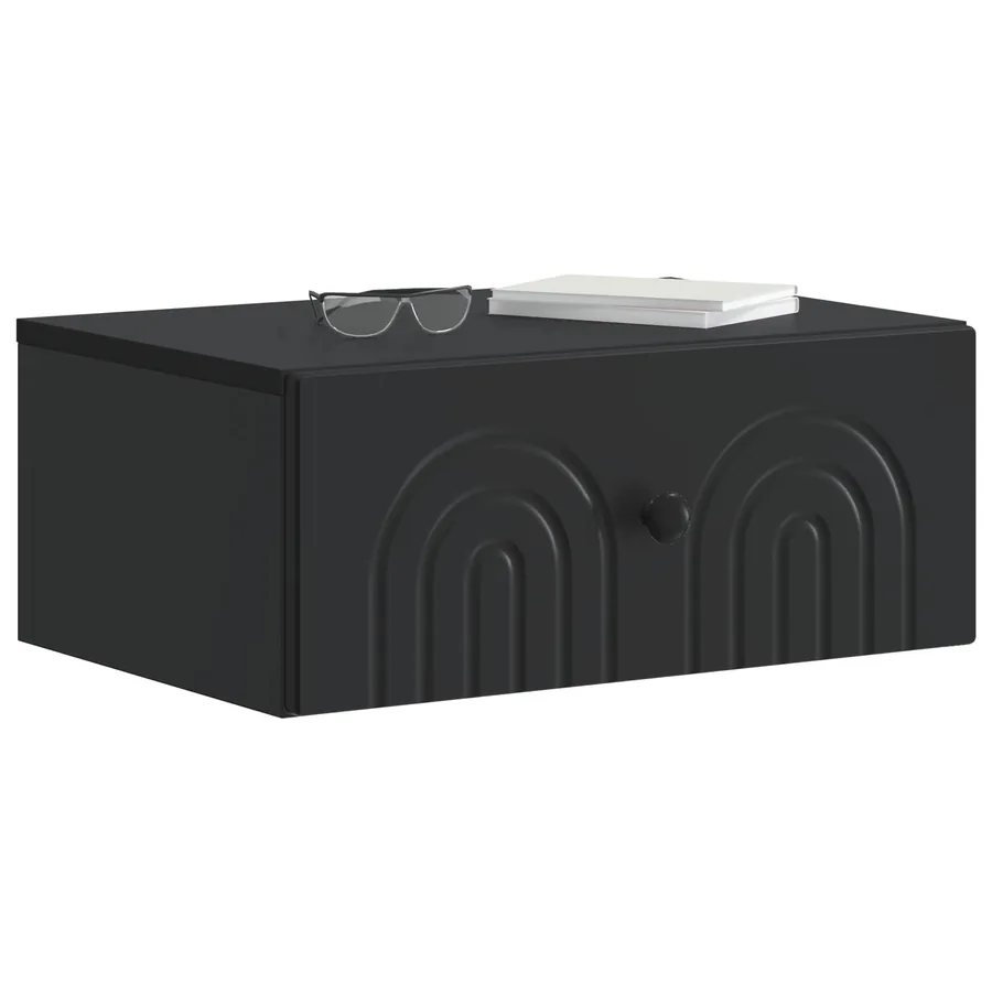Cabinet de chevet mural avec tiroir Noir 49 x 34,5 x 20 cm - 3