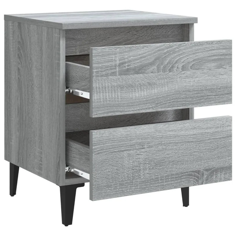 Table de chevet avec pieds en métal Sonoma gris 40x35x50 cm - 5