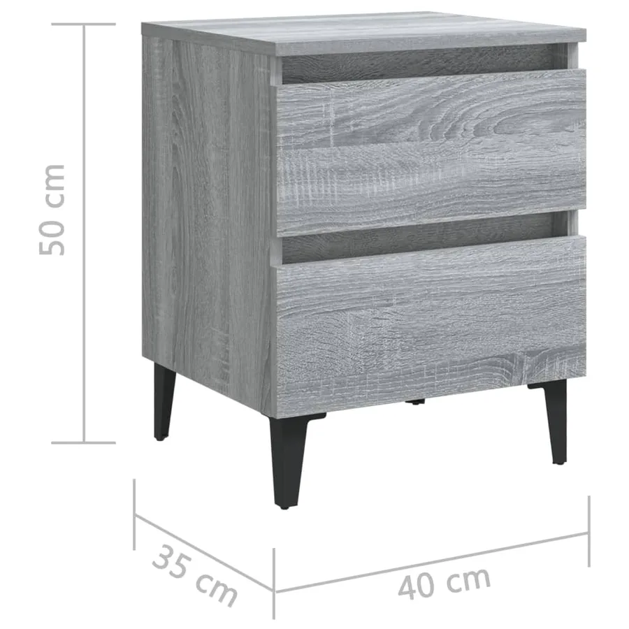 Table de chevet avec pieds en métal Sonoma gris 40x35x50 cm - 8