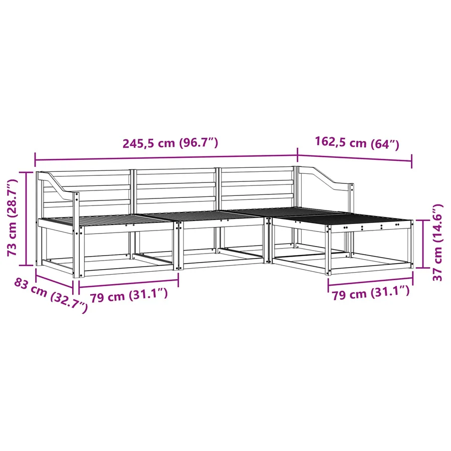 Ensemble de canapés d'extérieur 4 pcs Naturel - 8