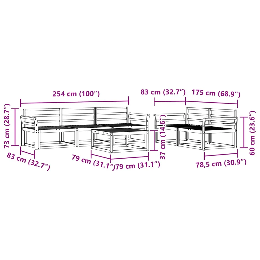 Ensemble de canapés d'extérieur 6 pcs Naturel - 8
