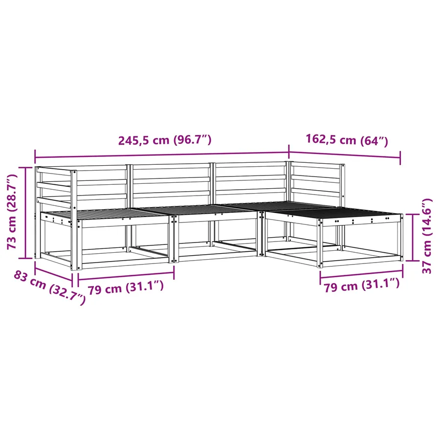 Ensemble de canapés d'extérieur 4 pcs Naturel - 8